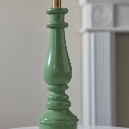 Myrtle And Zigzag 25cm Pearl Grey Shade Table Lamp With Gloss Cotswold Green Base