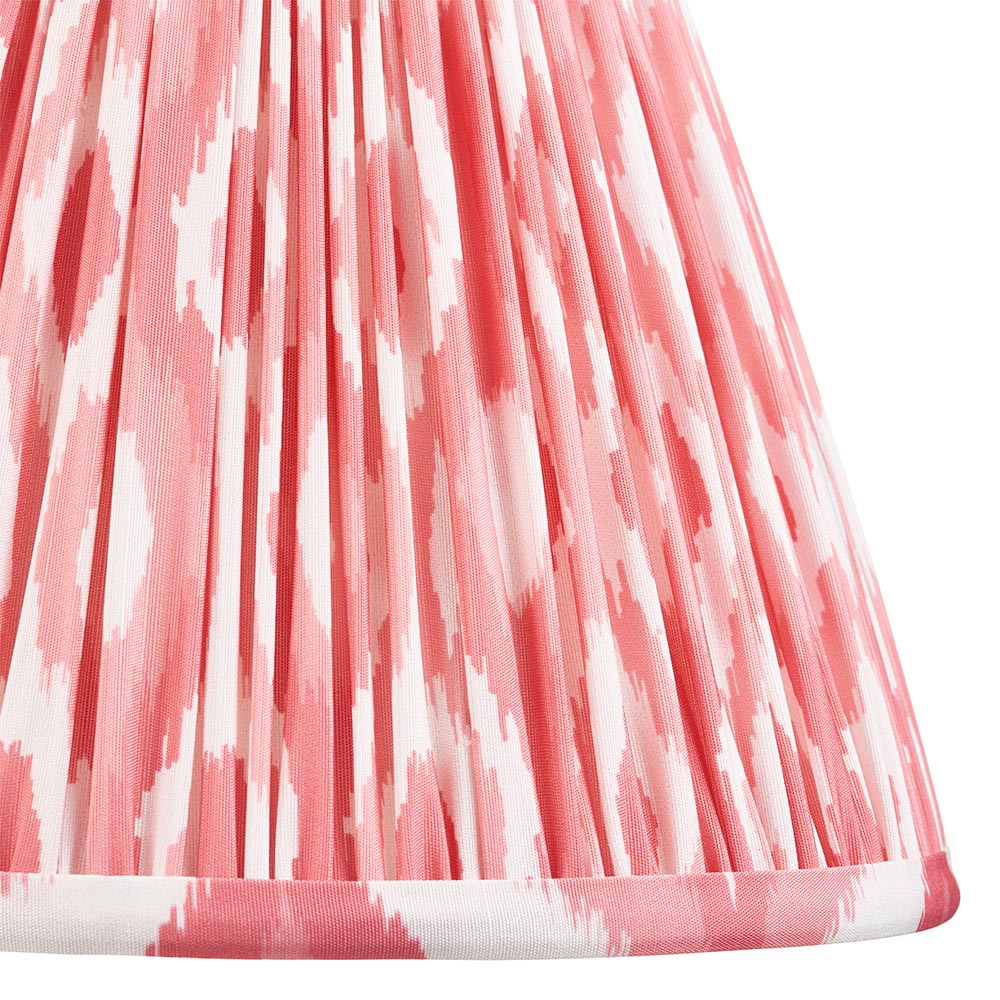 Myrtle And Ikat 25cm Coral Pink Shade Table Lamp With Gloss Cotswold Green Base