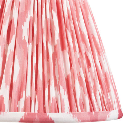 Myrtle And Ikat 25cm Coral Pink Shade Table Lamp With Gloss Cotswold Green Base