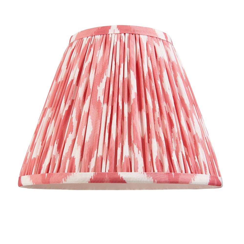 Myrtle And Ikat 25cm Coral Pink Shade Table Lamp With Gloss Cotswold Green Base