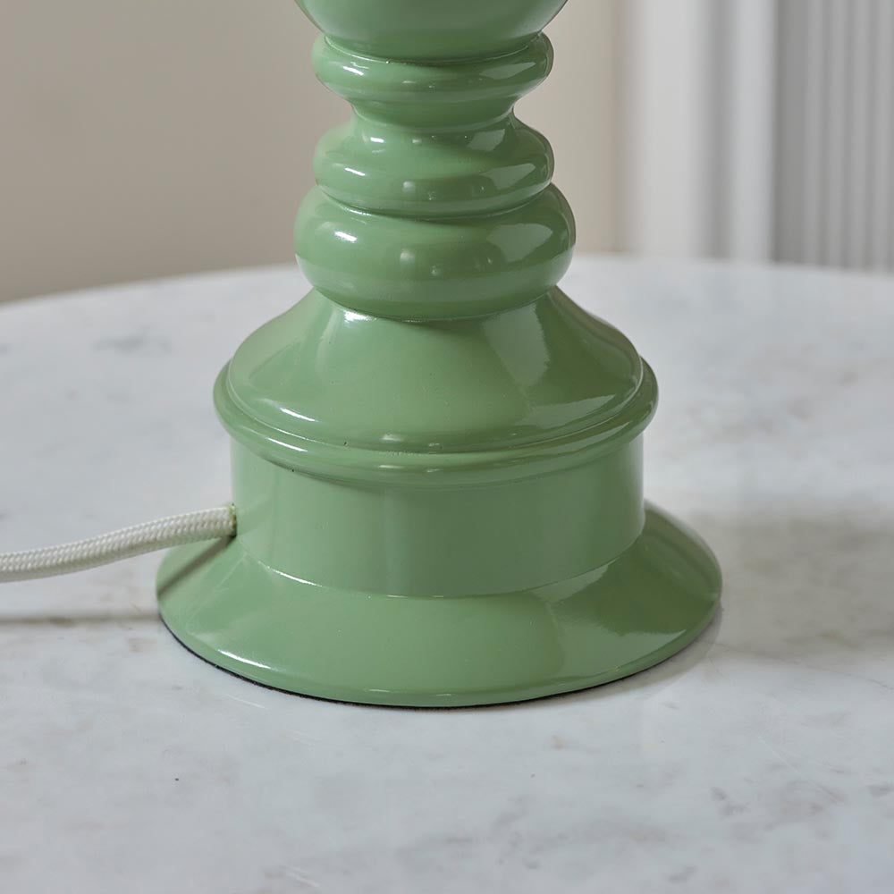 Myrtle And Zigzag 25cm Cotswold Green Shade Table Lamp With Gloss Cotswold Green Base