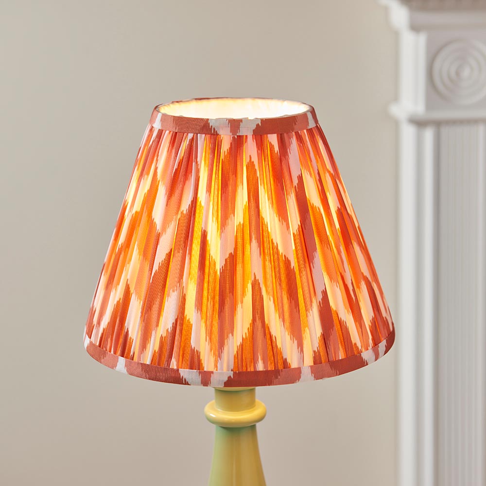 Myrtle And Zigzag 25cm Apricot Orange Shade Table Lamp With Gloss Cotswold Green Base
