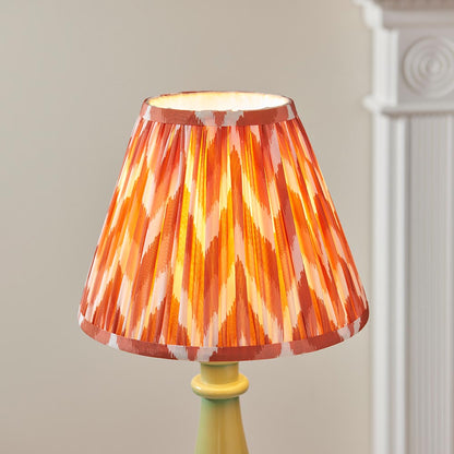 Myrtle And Zigzag 25cm Apricot Orange Shade Table Lamp With Gloss Cotswold Green Base