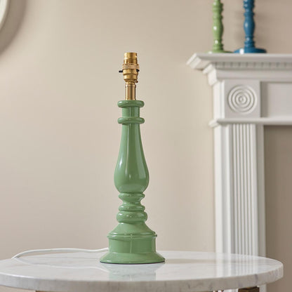Myrtle And Zigzag 25cm Apricot Orange Shade Table Lamp With Gloss Cotswold Green Base