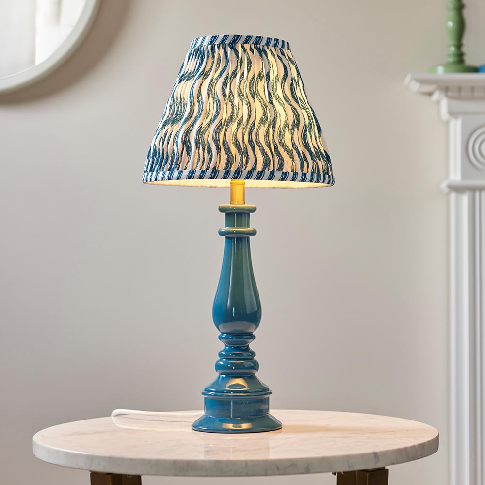 Myrtle And Ripple 25cm Marin Blue Shade Table Lamp With Gloss Marlin Blue Base