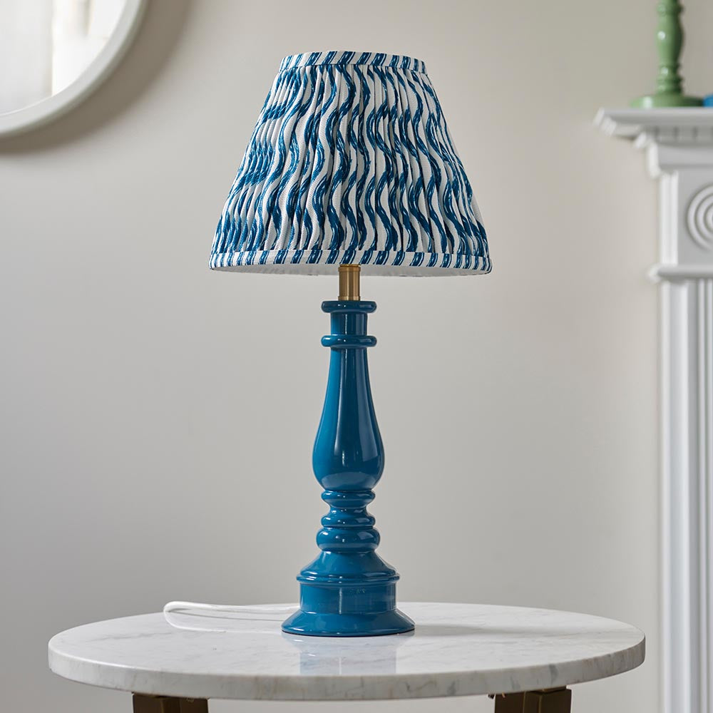 Myrtle And Ripple 25cm Marin Blue Shade Table Lamp With Gloss Marlin Blue Base