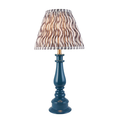 Myrtle And Ripple 25cm Pearl Grey Shade Table Lamp With Gloss Marlin Blue Base