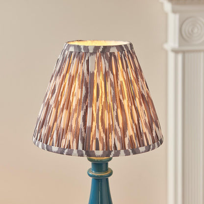 Myrtle And Ikat 25cm Pearl Grey Shade Table Lamp With Gloss Marlin Blue Base