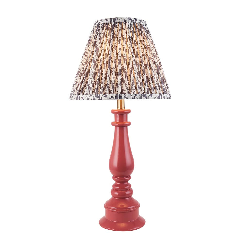 Myrtle And Leaf 25cm Pearl Grey Shade Table Lamp With Gloss Pink Clay Base