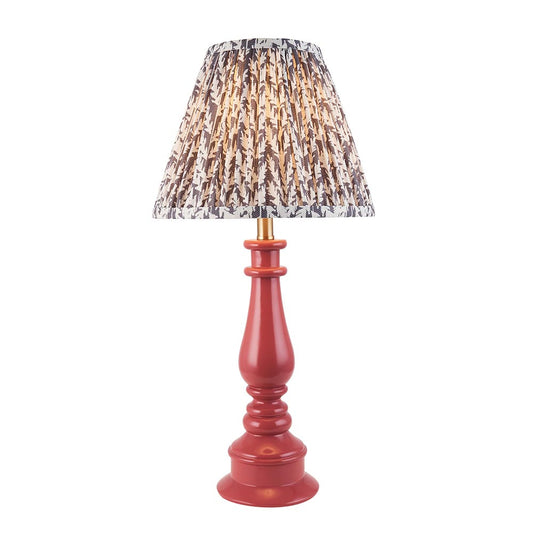 Myrtle And Leaf 25cm Pearl Grey Shade Table Lamp With Gloss Pink Clay Base