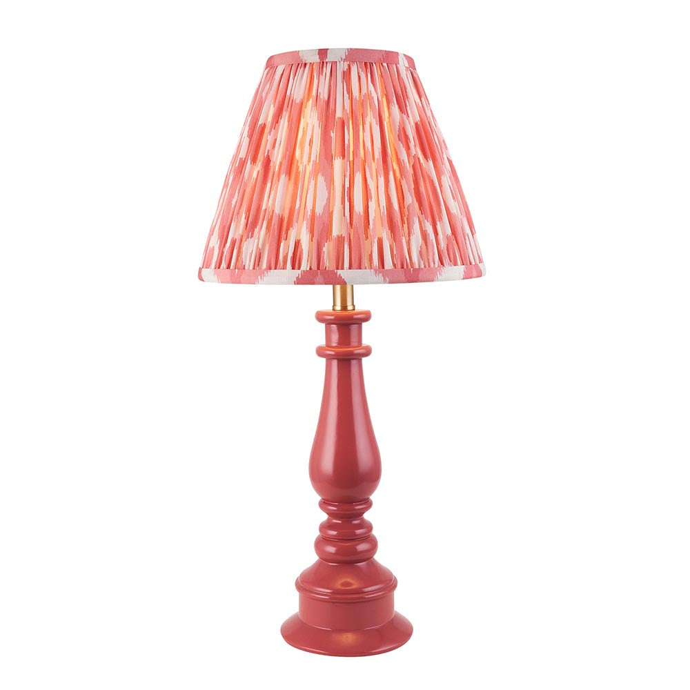 Myrtle And Ikat 25cm Coral Pink Shade Table Lamp With Gloss Pink Clay Base