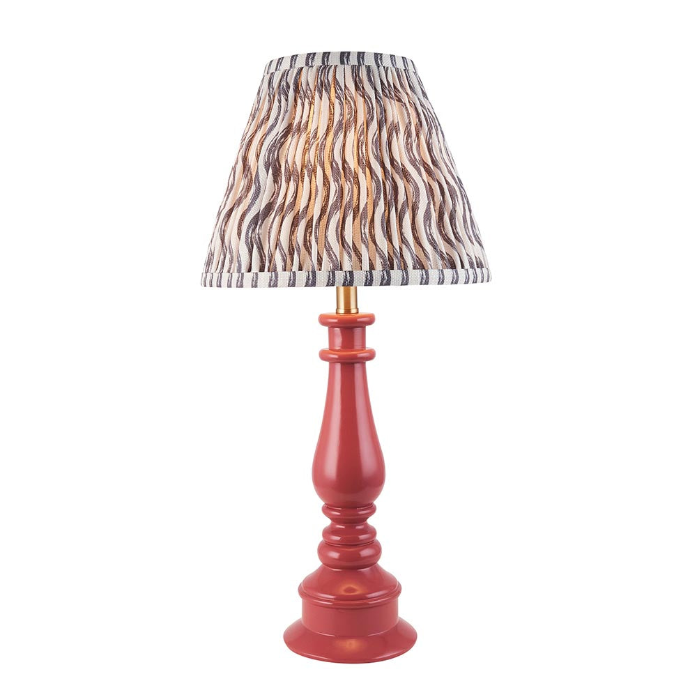 Myrtle And Ripple 25cm Pearl Grey Shade Table Lamp With Gloss Pink Clay Base