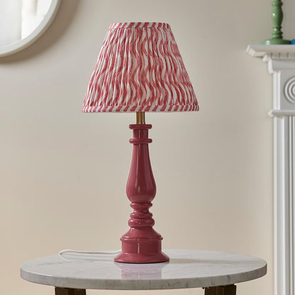 Myrtle And Ripple 25cm Coral Pink Shade Table Lamp With Gloss Pink Clay Base