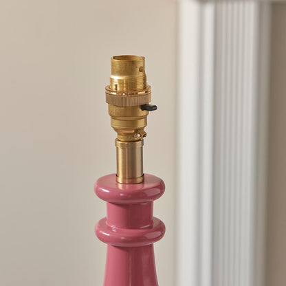 Myrtle And Ripple 25cm Coral Pink Shade Table Lamp With Gloss Pink Clay Base