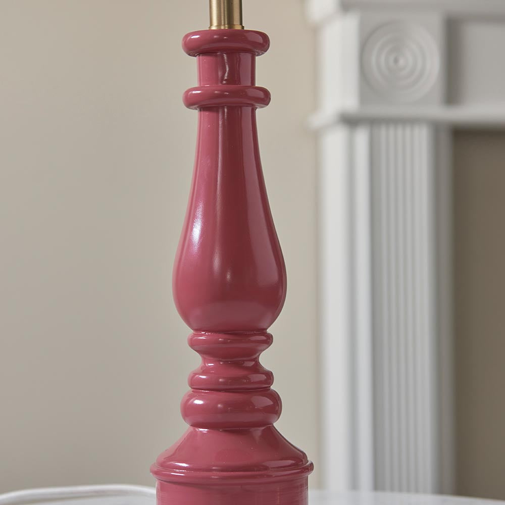Myrtle And Zigzag 25cm Cotswold Green Shade Table Lamp With Gloss Pink Clay Base