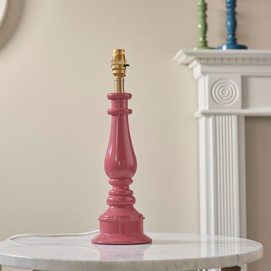 Myrtle And Ivy 25cm Vintage White Shade Table Lamp With Gloss Pink Clay Base
