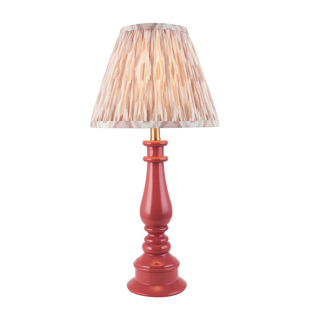 Myrtle And Ikat 25cm Neutral Shade Table Lamp With Gloss Pink Clay Base