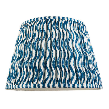 Bobble And Ripple 35cm Marlin Blue Fabric Shade Table Lamp In Gloss White Ceramic Base