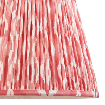 Bobble And Ikat 35cm Coral Pink Fabric Shade Table Lamp In Gloss White Ceramic Base