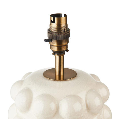 Bobble And Ivy 35cm Vintage White Fabric Shade Table Lamp In Gloss White Ceramic Base
