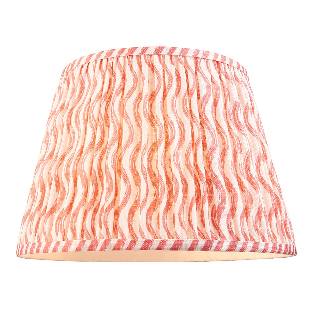 Borello And Ripple 35cm Coral Pink Shade Table Lamp With Ivory Crackle Ceramic Base