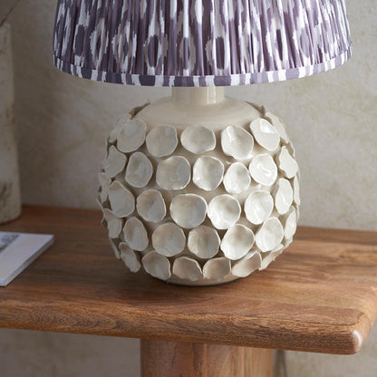 Borello And Ikat 35cm Pearl Grey Shade Table Lamp With Ivory Crackle Ceramic Base