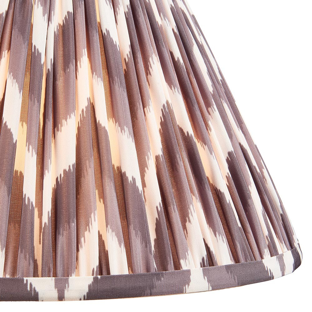 Layered Leaf And Zigzag 30cm Pearl Grey Shade Table Lamp With Round Ivory Ceramic Base