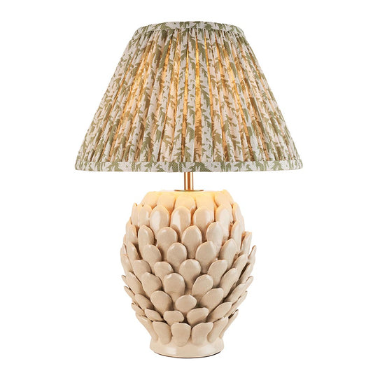 Layered Leaf And Leaf 30cm Herb Garden Green Shade Table Lamp With Round Ivory Ceramic Base