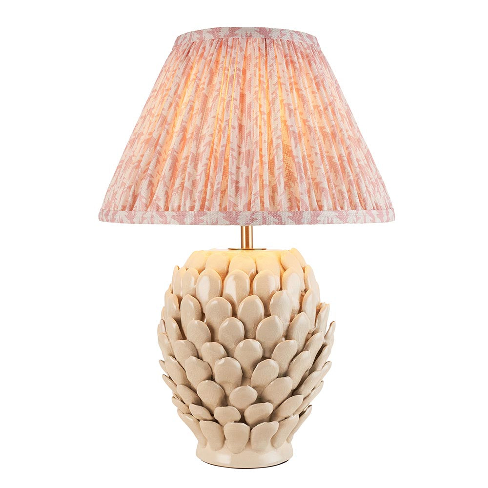 Layered Leaf And Leaf 30cm Peachy Keen Shade Table Lamp With Round Ivory Ceramic Base
