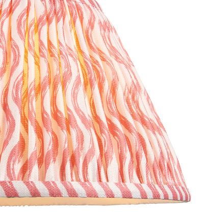 Layered Leaf And Ripple 30cm Coral Pink Shade Table Lamp With Round Ivory Ceramic Base