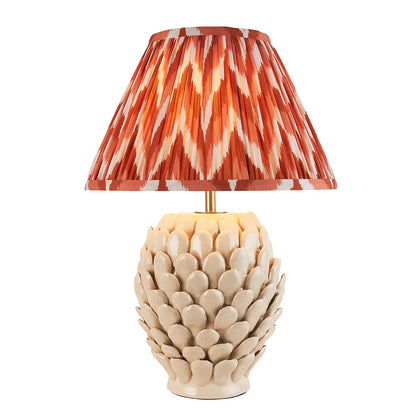 Layered Leaf And Zigzag 30cm Apricot Orange Shade Table Lamp With Round Ivory Ceramic Base