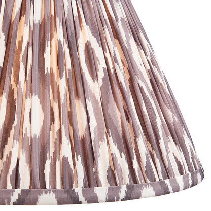 Layered Leaf And Ikat 30cm Pearl Grey Shade Table Lamp With Round Ivory Ceramic Base