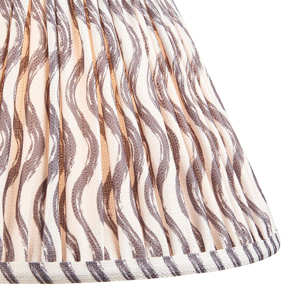 Layered Leaf And Ripple 30cm Pearl Grey Shade Table Lamp With Ivory Ceramic Base