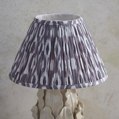 Layered Leaf And Ikat 30cm Pearl Grey Shade Table Lamp With Ivory Ceramic Base
