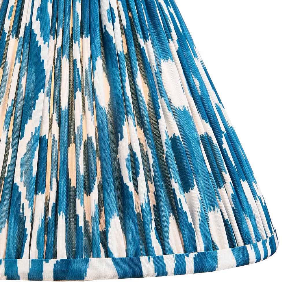 Layered Leaf And Ikat 30cm Marlin Blue Shade Table Lamp With Ivory Ceramic Base