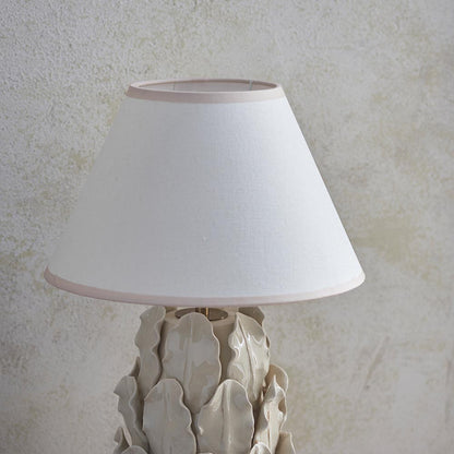 Layered Leaf And Ivy 30cm Vintage White Shade Table Lamp With Ivory Ceramic Base