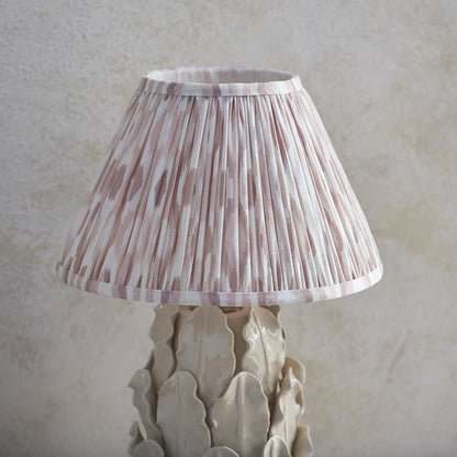 Layered Leaf And Ikat 30cm Neutral Shade Table Lamp With Ivory Ceramic Base