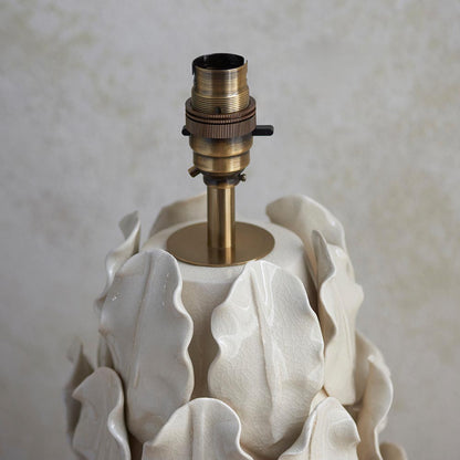 Layered Leaf And Ripple 35cm Marlin Blue Shade Table Lamp With Ivory Ceramic Base