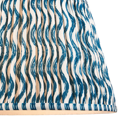 Layered Leaf And Ripple 35cm Marlin Blue Shade Table Lamp With Ivory Ceramic Base