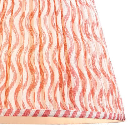 Layered Leaf And Ripple 35cm Coral Pink Shade Table Lamp With Ivory Ceramic Base