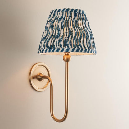 Santiago And Ripple 20cm Marlin Blue Shade Wall Light In Brushed Aged Brass