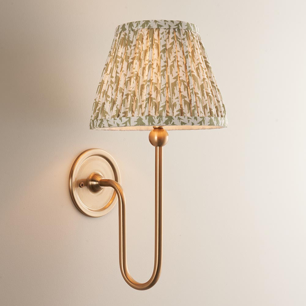 Santiago And Leaf 20cm Herb Garden Green Shade Wall Light In Brushed Aged Brass