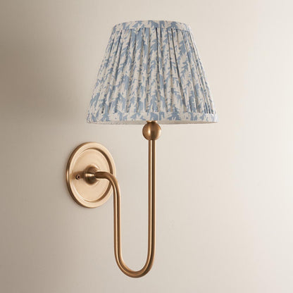 Santiago And Leaf 20cm Shell Bay Blue Shade Wall Light In Brushed Aged Brass