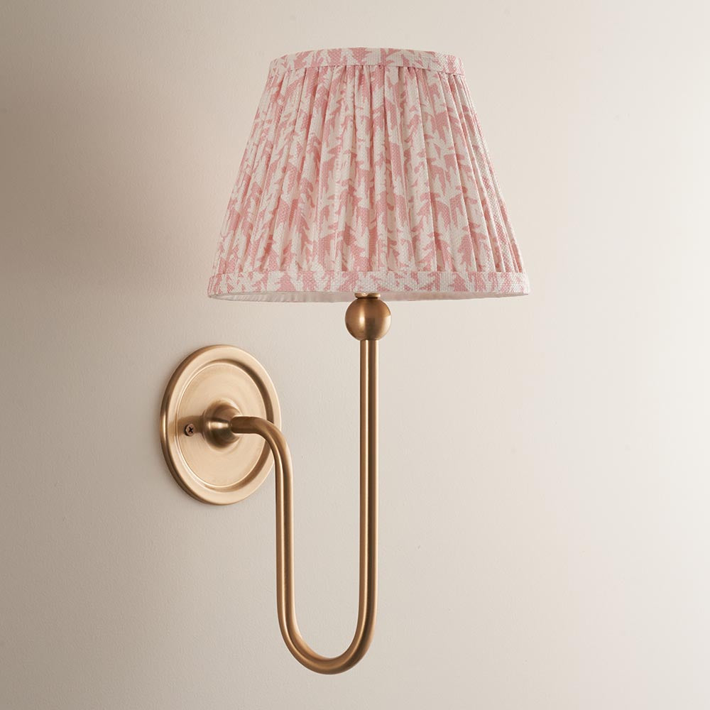 Santiago And Leaf 20cm Peachy Keen Shade Wall Light In Brushed Aged Brass