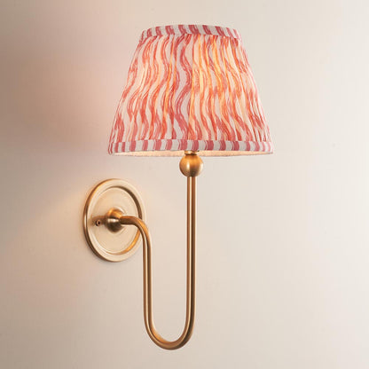Santiago And Ripple 20cm Coral Pink Shade Wall Light In Brushed Aged Brass