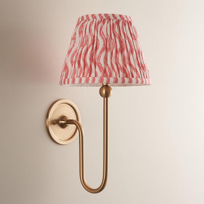 Santiago And Ripple 20cm Coral Pink Shade Wall Light In Brushed Aged Brass