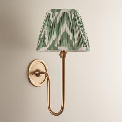 Santiago And Zigzag 20cm Cotswold Green Shade Wall Light In Brushed Aged Brass