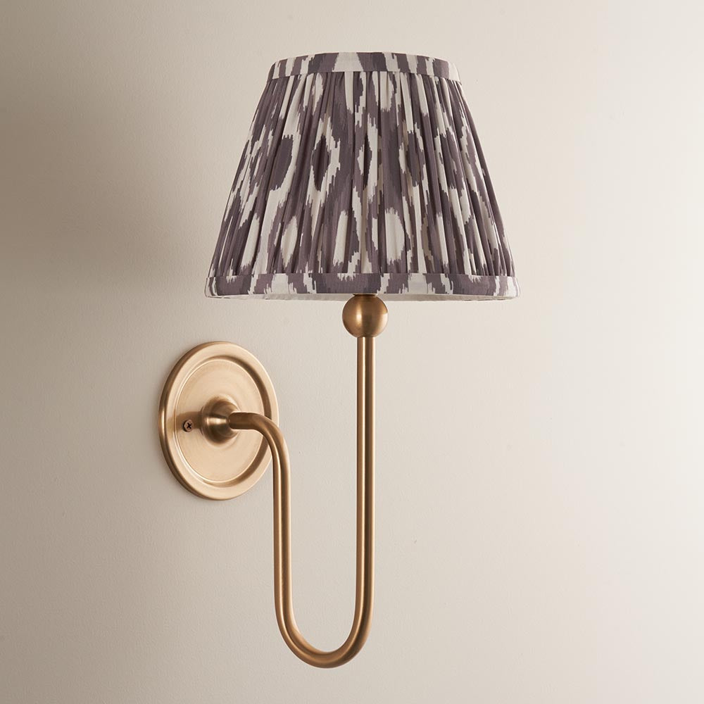 Santiago And Ikat 20cm Peral Grey Shade Wall Light In Brushed Aged Brass