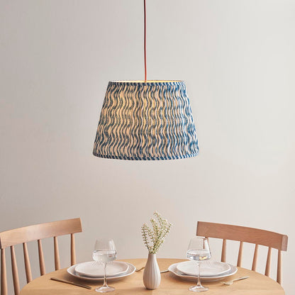 Eltham And Ripple 40cm Marlin Blue Shade Ceiling Light With Red Colour Braided Cable