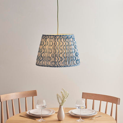 Eltham And Ripple 40cm Marlin Blue Shade Ceiling Light With Green Colour Braided Cable